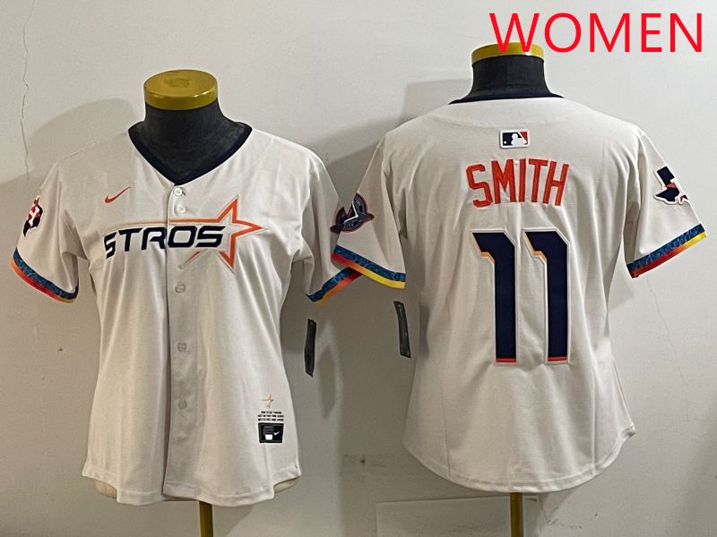 Women Houston Astros #11 Smith Cream Fourth generation Joint Name Nike 2025 MLB Jersey style 1->women mlb jersey->Women Jersey